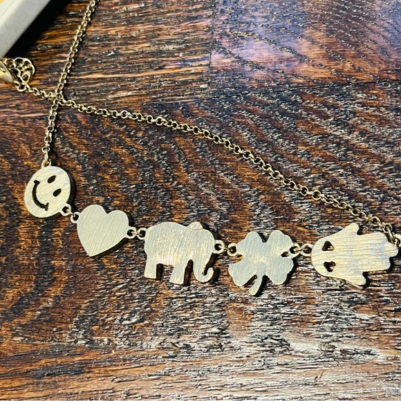 NEW Gold Tone Rhinestone Lucky Charms Necklace Set Fashion Jewelry Cute Earrings - Picture 5 of 6